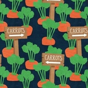 Carrot Patch w/sign - Garden - Spring/Easter - navy  - LAD23