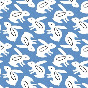 White Rabbit on Denim Blue