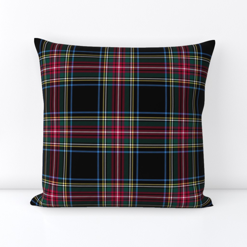 Stewart black tartan, thinner blue lines, 6" muted