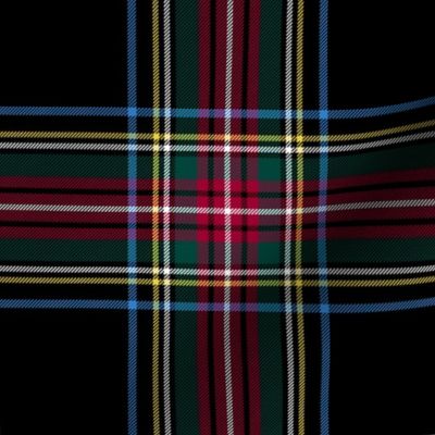 Stewart black tartan, thinner blue lines, 6" muted