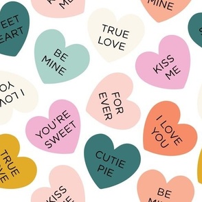candy hearts: soft, peach, disco, goldie, coral, fiery, opal, starboard