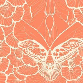 Mythical Moth Lace - Midcentury Coral