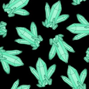 Teal crystals on black