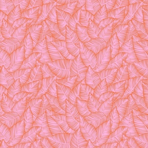 Palm Leaves Bright Pink Orange - Small