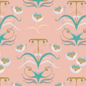 Vintage tile floral pink