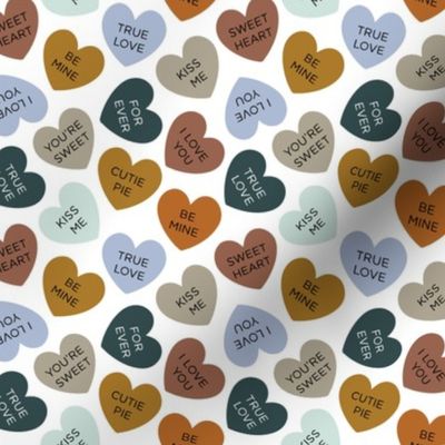 small candy hearts: pumpkin, sky, gray blue, bodie rust, aqua, cider