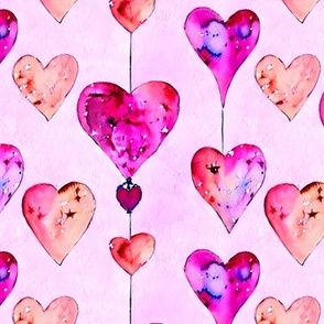 watercolor abstract pink valentine hearts A