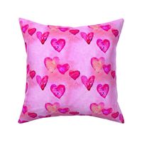 watercolor abstract pink valentine hearts B