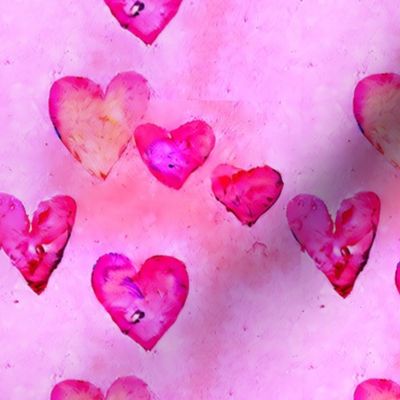 watercolor abstract pink valentine hearts B