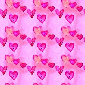 watercolor abstract pink valentine hearts B