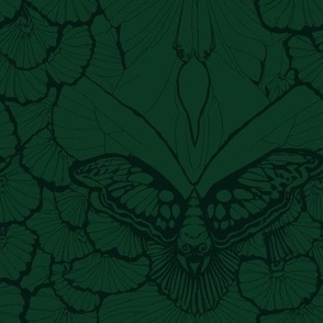 Mythical Moth Lace - Deep Forest Green