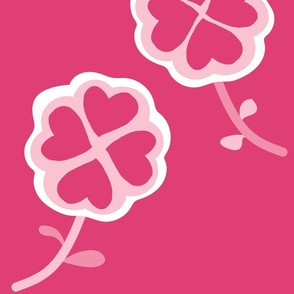 Retro Heart Flowers -  Valentine Day Flowers - Pink - Jumbo