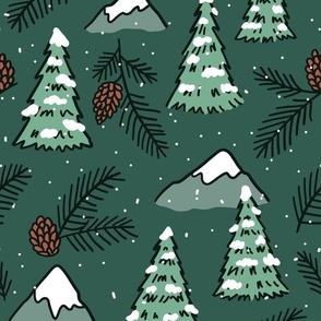 Winter Pine Forest - dark green