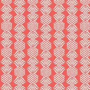 small pineapple block print coral natural 10.5" x 10.5"repeat