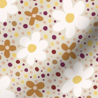 Daisy print fabric_MEDIUM - daisies, daisy fabric, baby fabric, spring fabric, baby girl, earthy - terra cotta Fabric by bridgettstahlman