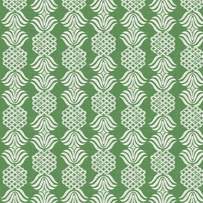 SMALL pineapple block print kelly Green Natural 10.5" x 10.5" repeat