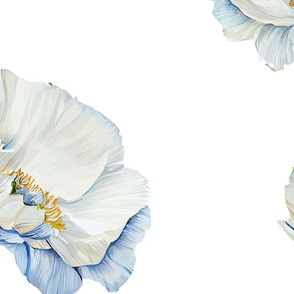 Blue poppies white  large scale