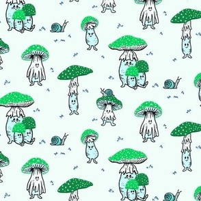 Green Capped Mushroom Fairies by Angel Gerardo