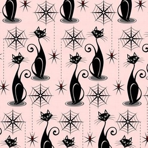 Retro Spooky Meow - Pink Smaller Scale