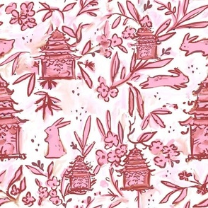 pink bunny chinoiserie 