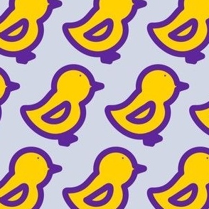 purple and yellow baby ducks on purple background