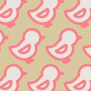 Pink baby ducks  on tan background 