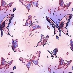 Pink and Purple Miasma with Sparkling Butterflies