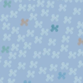 Midnight tropical flowers with sky blue background