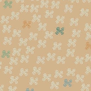 Midnight tropical flowers with tan background