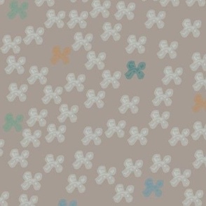 Midnight tropical flowers with warm medium grey background