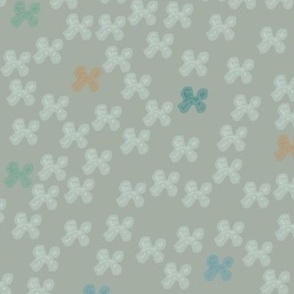 Midnight tropical flowers with grayish green background