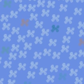 Midnight tropical flowers with medium blue background