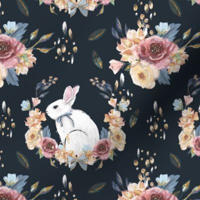 Wonderland White Rabbit & Floral Wreath