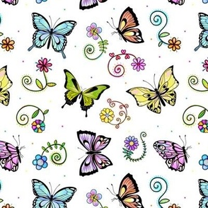 Whimsical Butterflies and Flowers