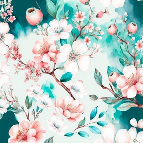 cherry blossoms, watercolor