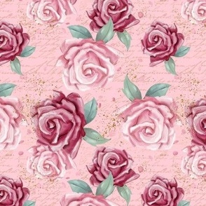 Blush Romantic roses & petals,  vintage script | Valentine's Day