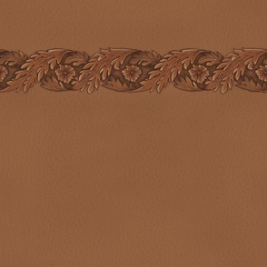 Faux Leather carved acanthus belt horizontal