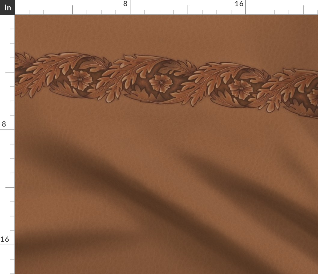 Faux Leather carved acanthus belt horizontal