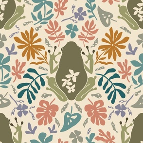 Frogs - Matisse Pattern Flowers - Big Size