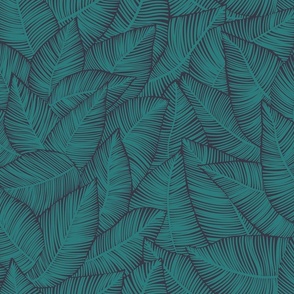 Palm Leaves Blue Teal - Medium