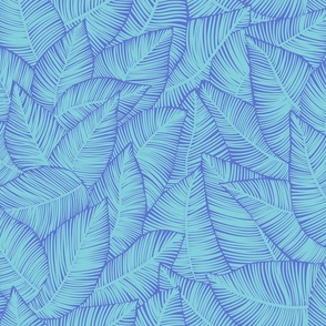 Blue Palm Leaves - Medium