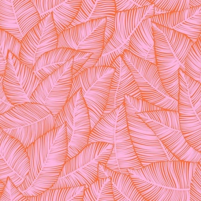 Palm Leaves Bright Pink Orange - Medium