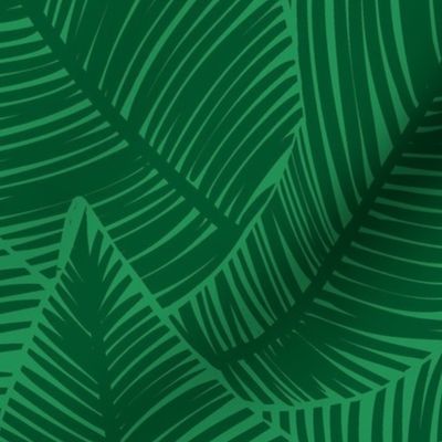 Palm Leaves Green / Tropical Exotic Dense Leaves / Subtle Botanical Plants - Large