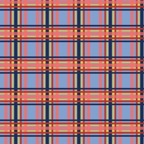 Navy, red, yellow and pink tartan - Large scale