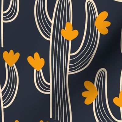 2623 B Medium - Blooming cactus, navy / yello