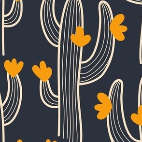 2623 B Medium - Blooming cactus, navy / yello