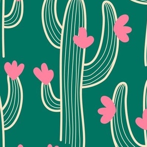 2623 C Medium - Blooming cactus, green / pink