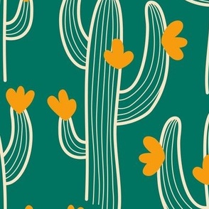 2623 D Medium - Blooming cactus, green / yellow