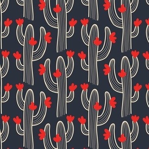 2623 A Small - Blooming cactus, navy / red