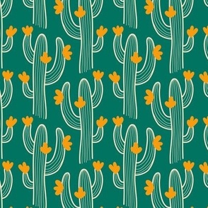 2623 D Small - Blooming cactus, green / yellow